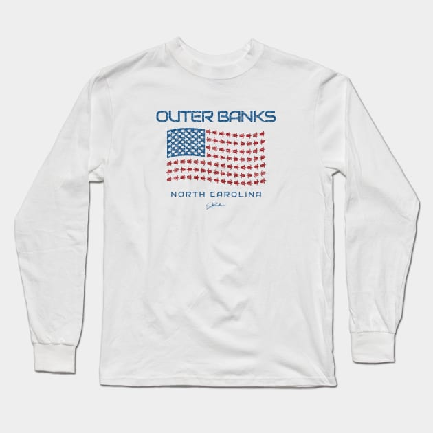 Outer Banks, North Carolina, Sea Turtle Flag Long Sleeve T-Shirt by jcombs